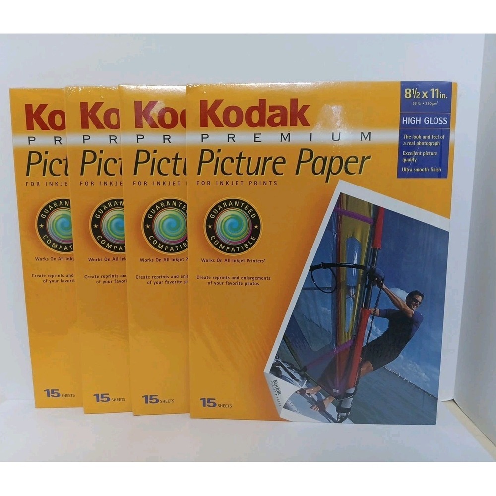 Kodak Premium Picture Paper INK JET High Gloss 8.5 x 11" Sealed 4 Sets